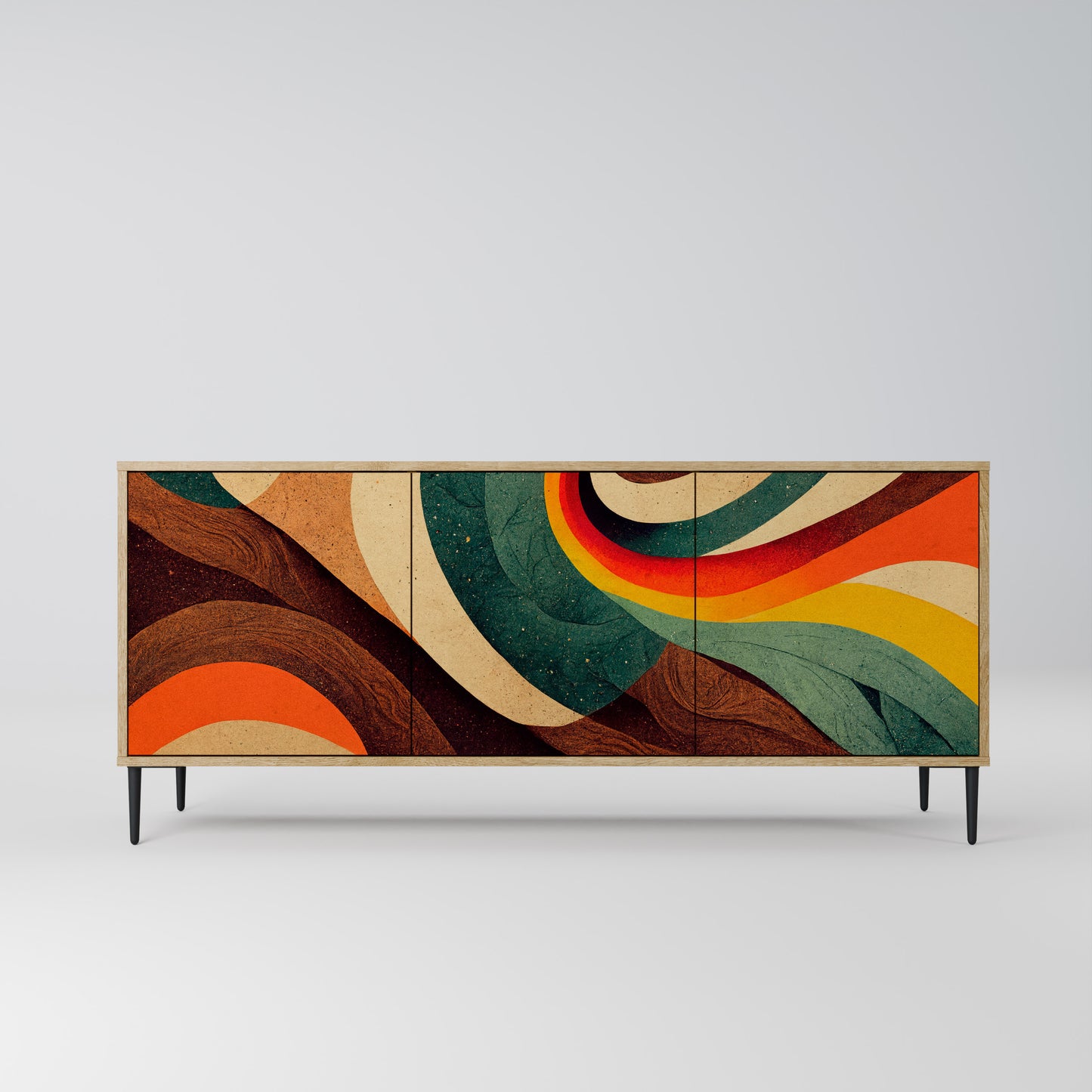 COLORFUL STRANDS 3-Door Sideboard in Oak Effect