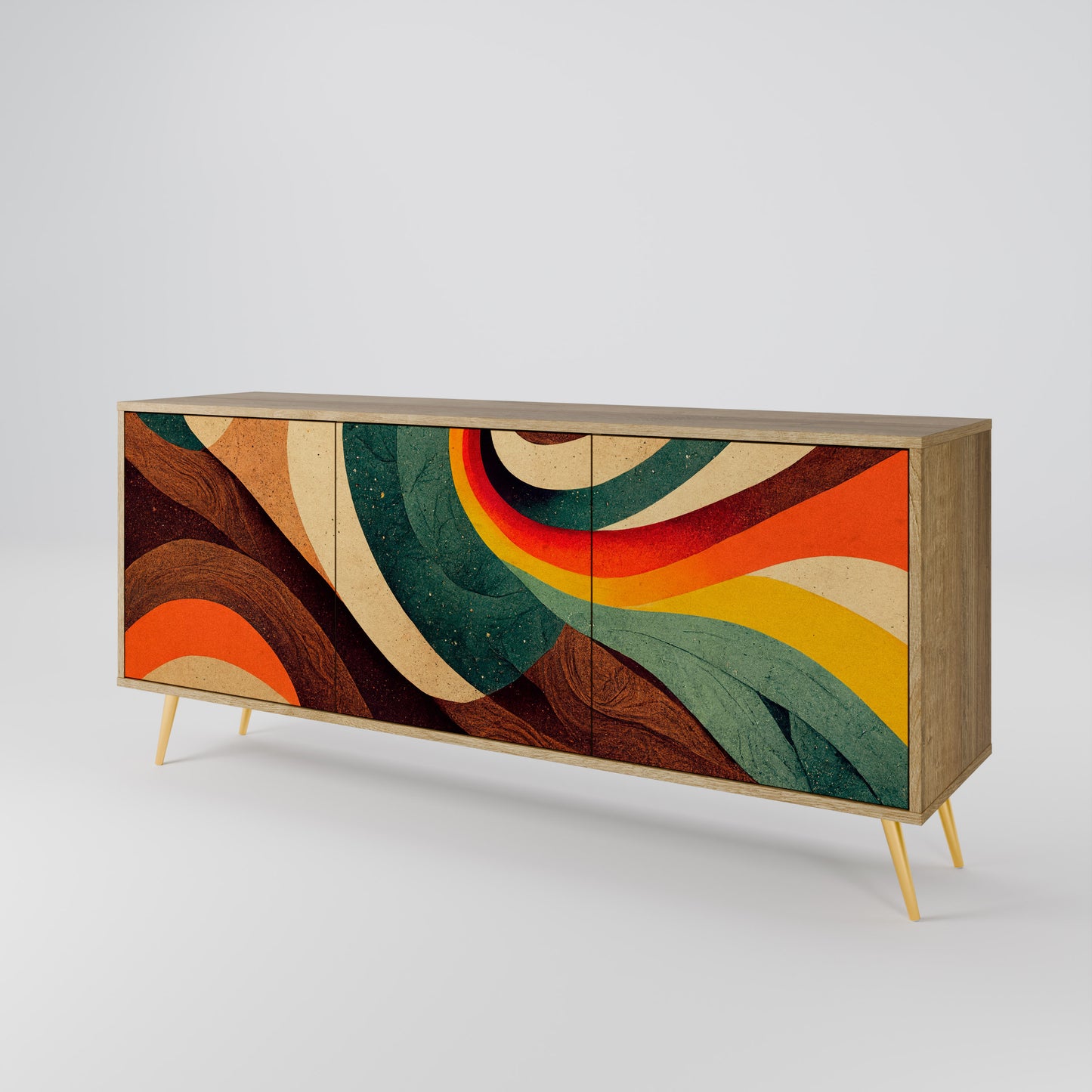 COLORFUL STRANDS 3-Door Sideboard in Oak Effect