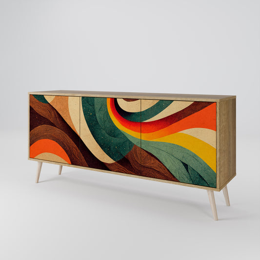 COLORFUL STRANDS 3-Door Sideboard in Oak Effect