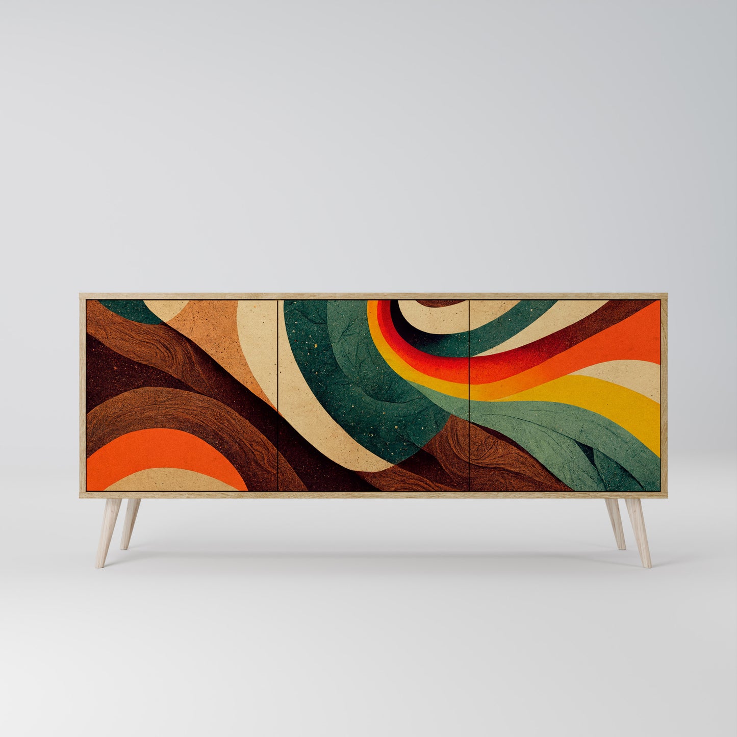 COLORFUL STRANDS 3-Door Sideboard in Oak Effect