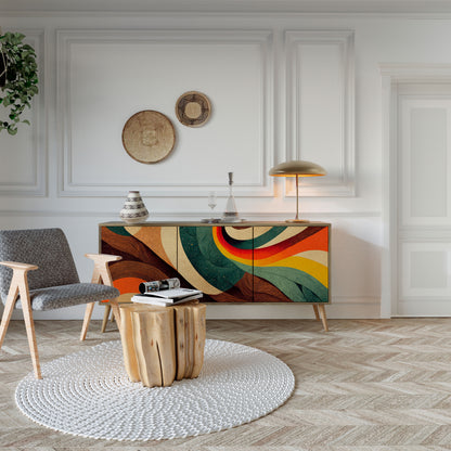 COLORFUL STRANDS 3-Door Sideboard in Oak Effect