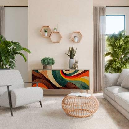 COLORFUL STRANDS 3-Door Sideboard in Oak Effect