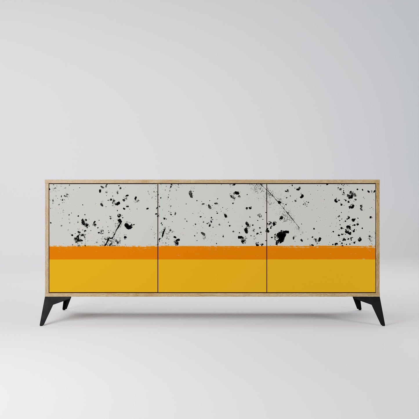 DYED BY ORANGE 3-Door Sideboard in Oak Effect