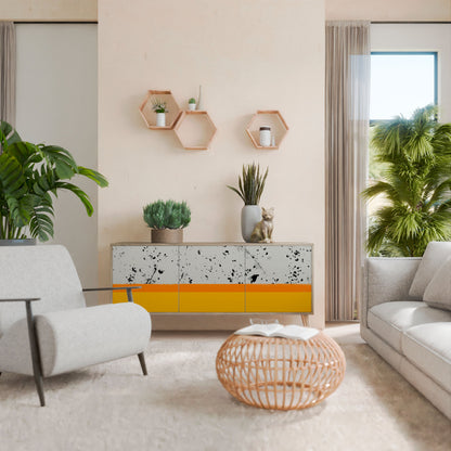 DYED BY ORANGE 3-Door Sideboard in Oak Effect