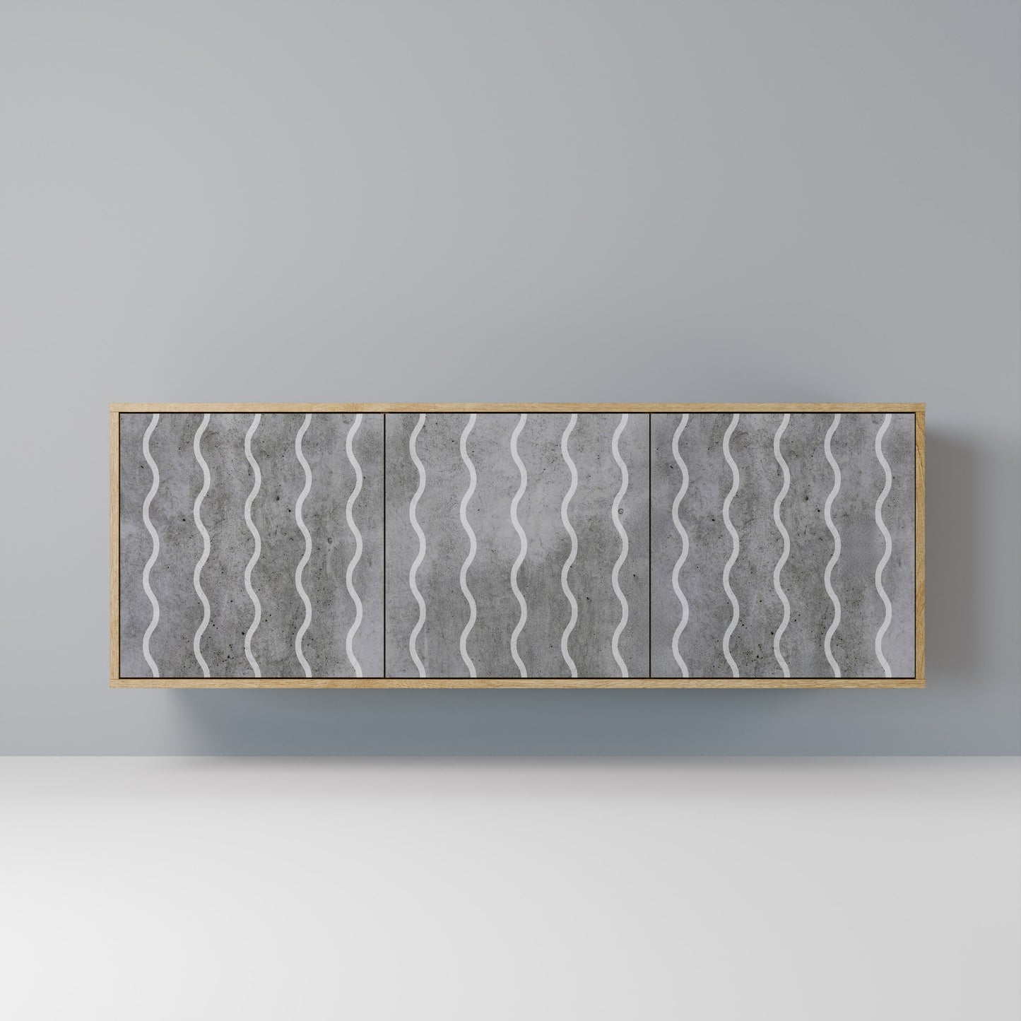 WAVES OF CONCRETE 3-Door Sideboard in Oak Effect