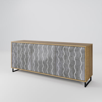 WAVES OF CONCRETE 3-Door Sideboard in Oak Effect