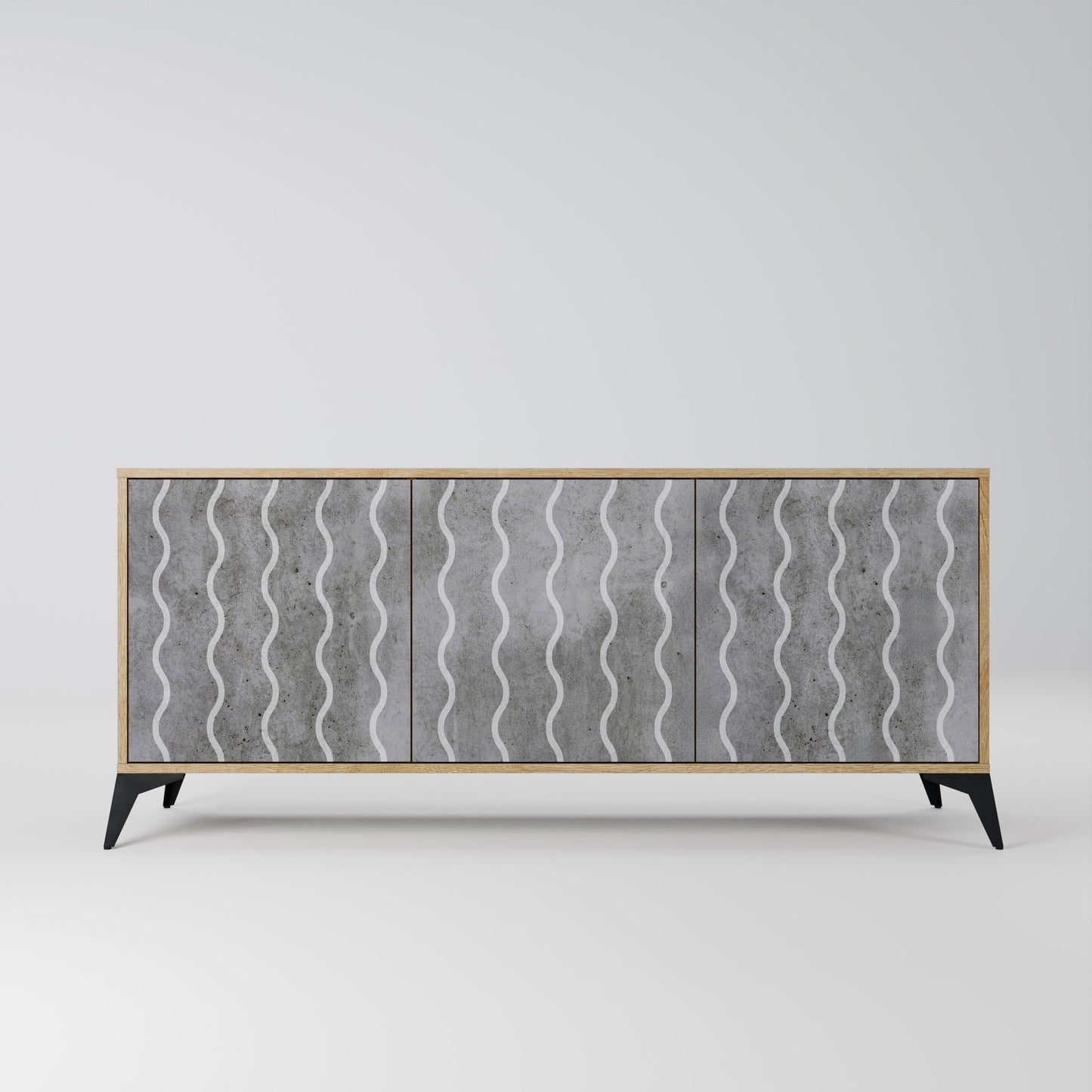 WAVES OF CONCRETE 3-Door Sideboard in Oak Effect
