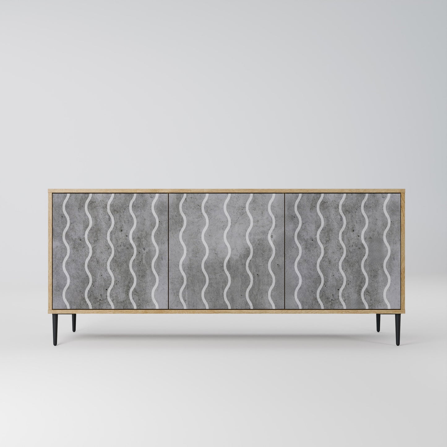 WAVES OF CONCRETE 3-Door Sideboard in Oak Effect