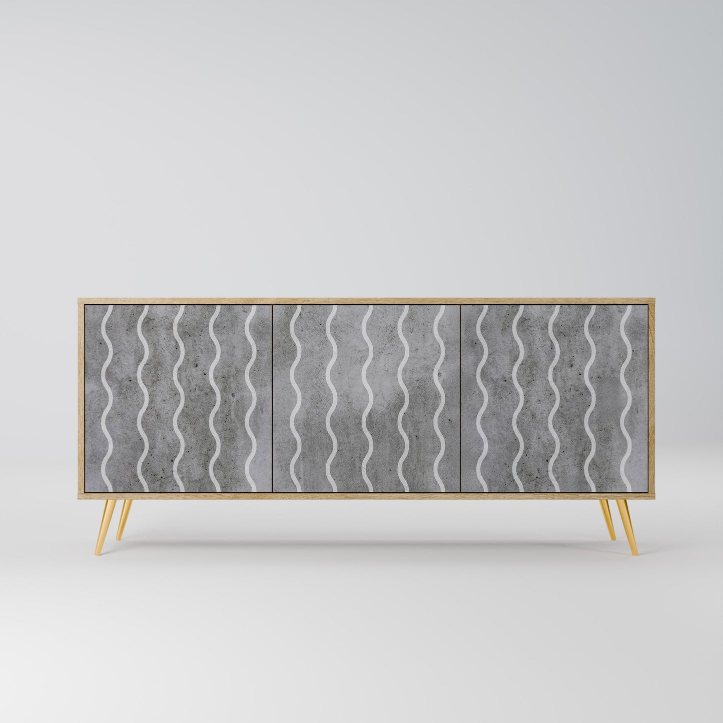 WAVES OF CONCRETE 3-Door Sideboard in Oak Effect