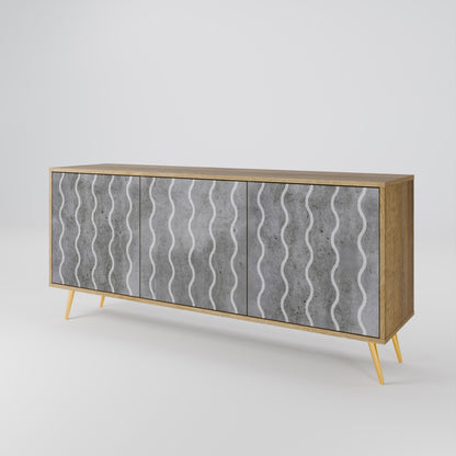 WAVES OF CONCRETE 3-Door Sideboard in Oak Effect