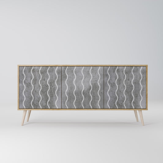 WAVES OF CONCRETE 3-Door Sideboard in Oak Effect