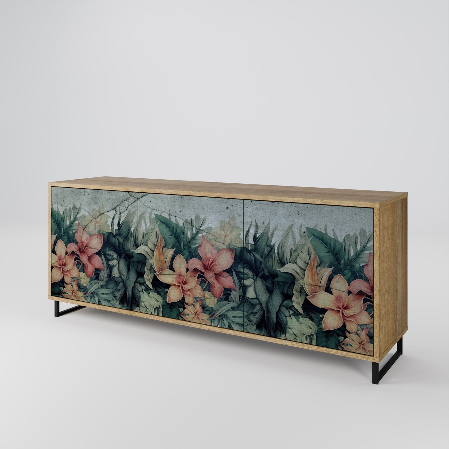 HEAVENLY BLOOM 3-Door Sideboard in Oak Effect