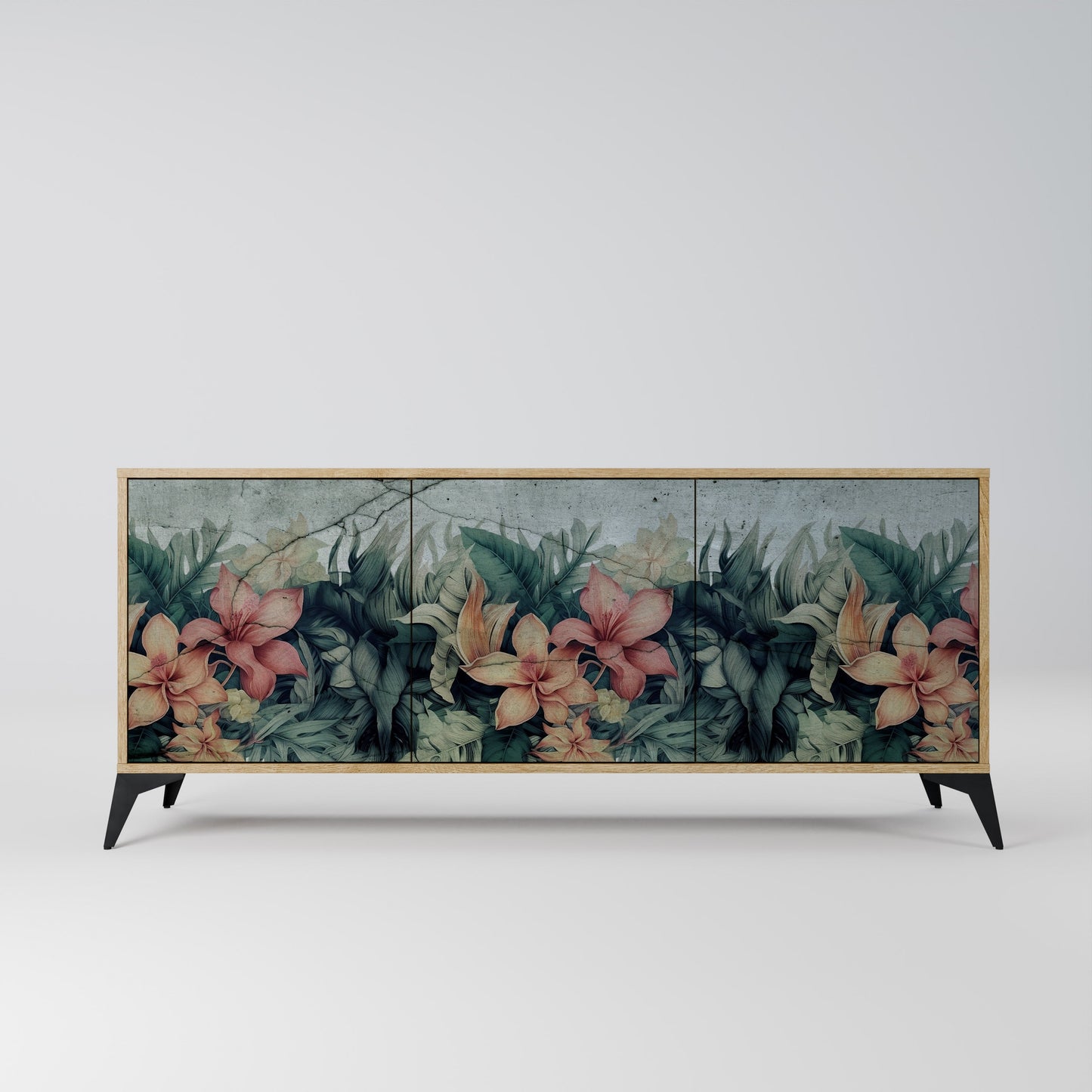 HEAVENLY BLOOM 3-Door Sideboard in Oak Effect