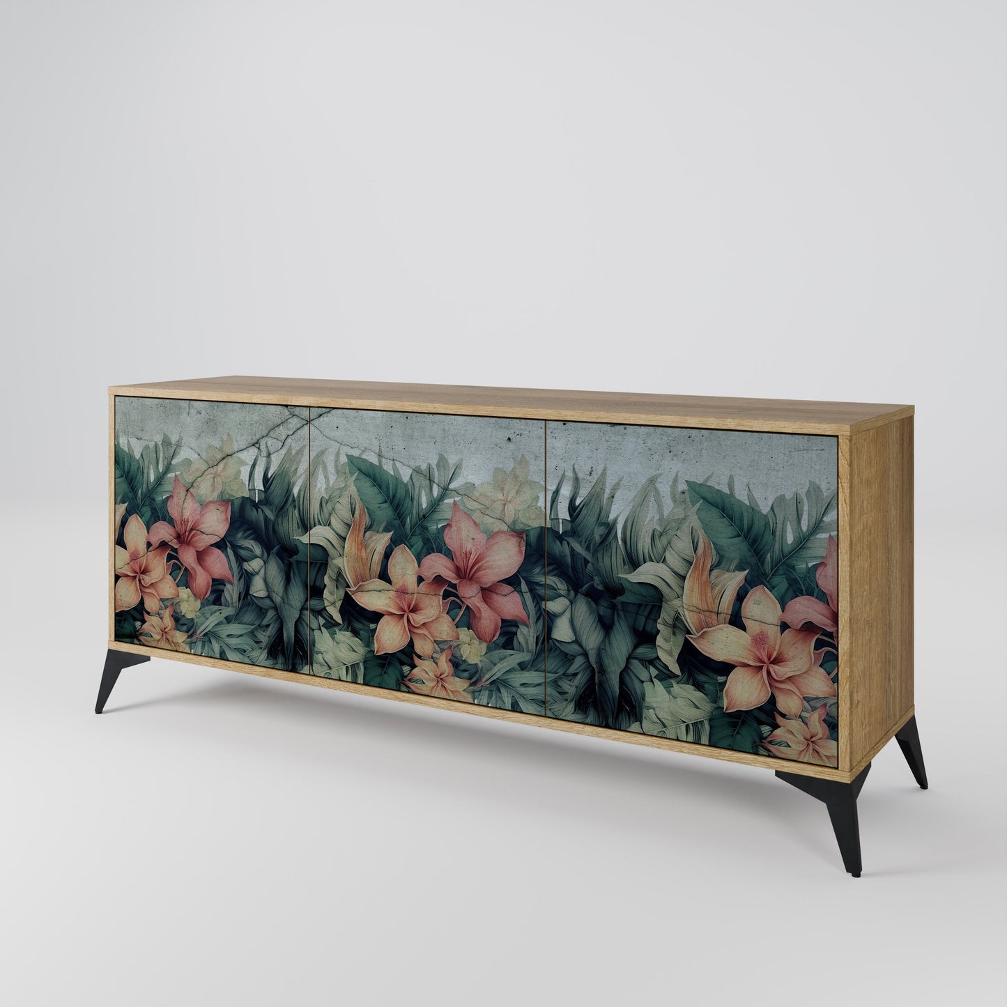 HEAVENLY BLOOM 3-Door Sideboard in Oak Effect