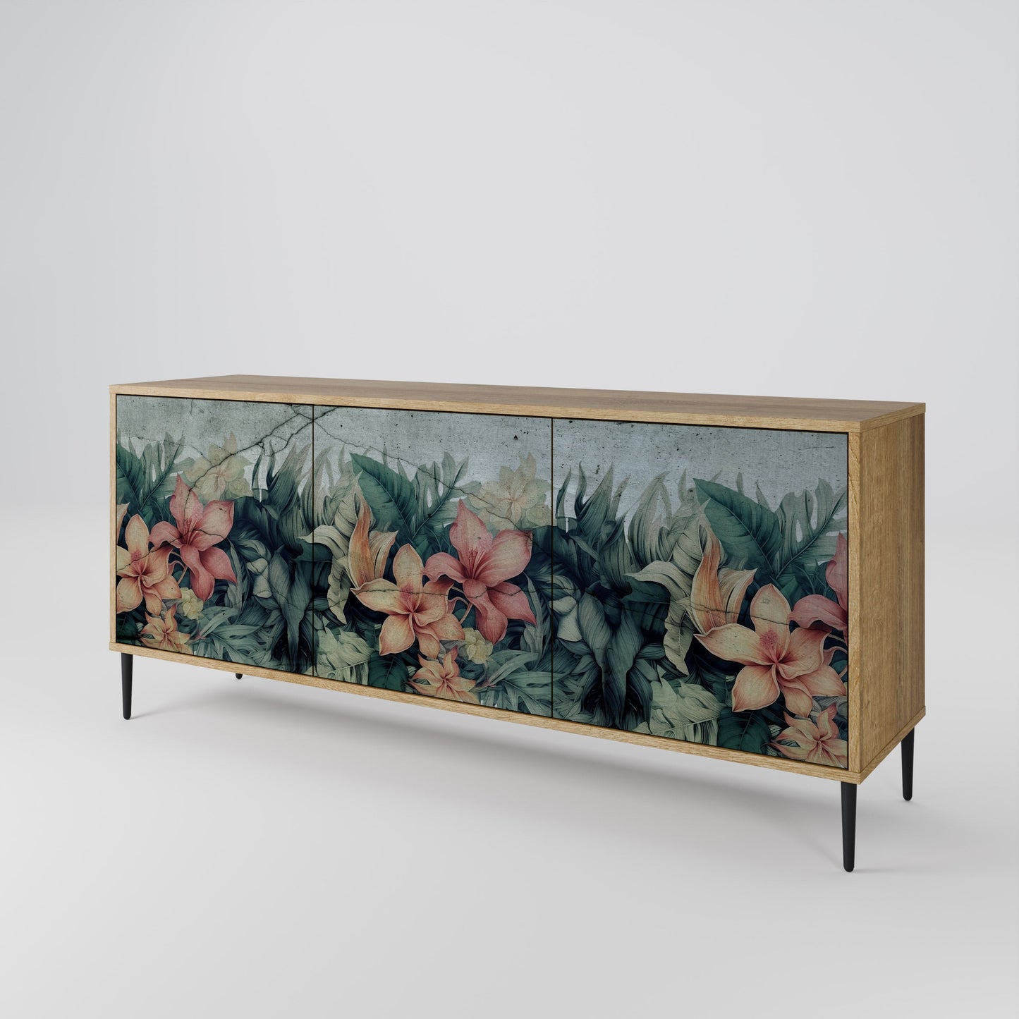 HEAVENLY BLOOM 3-Door Sideboard in Oak Effect
