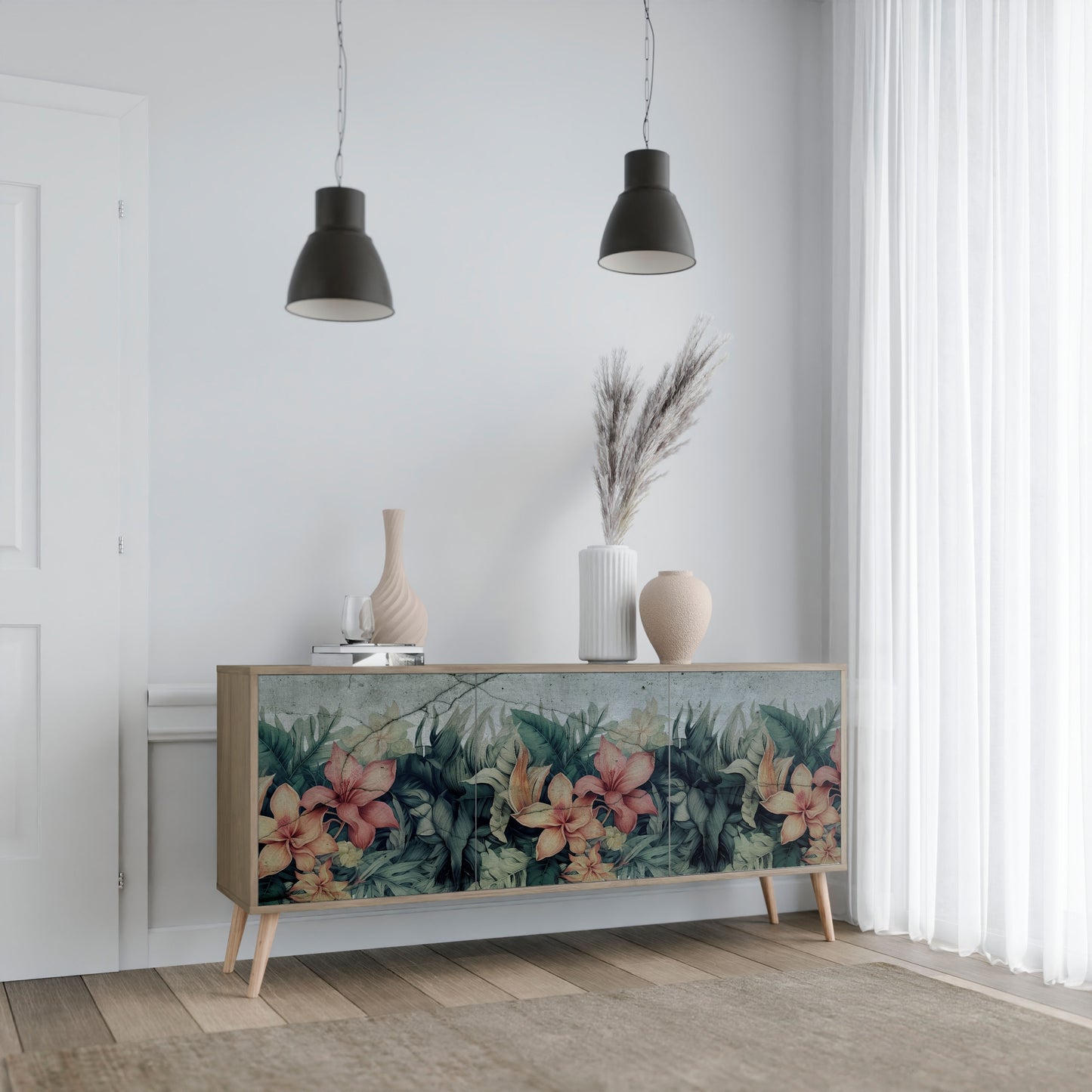 HEAVENLY BLOOM 3-Door Sideboard in Oak Effect