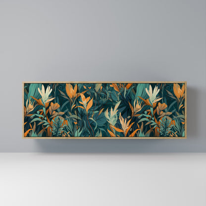 FLORAL SERENITY 3-Door Sideboard in Oak Effect