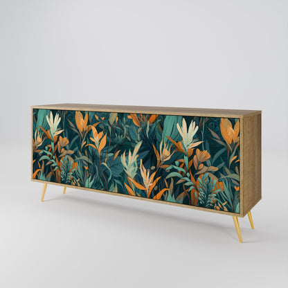 FLORAL SERENITY 3-Door Sideboard in Oak Effect