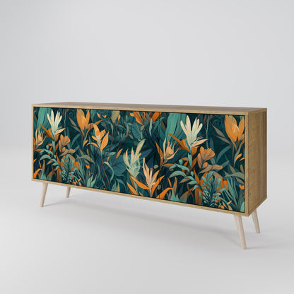 FLORAL SERENITY 3-Door Sideboard in Oak Effect