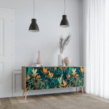 FLORAL SERENITY 3-Door Sideboard in Oak Effect