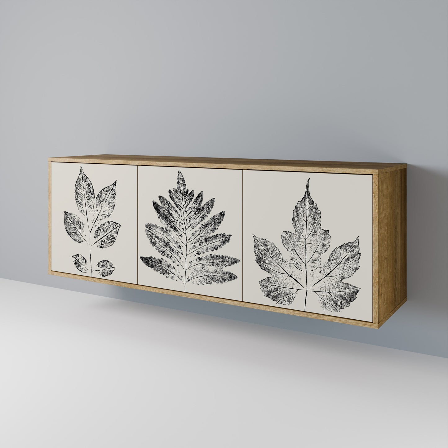 LEAFY STAMPS 3-Door Sideboard in Oak Effect