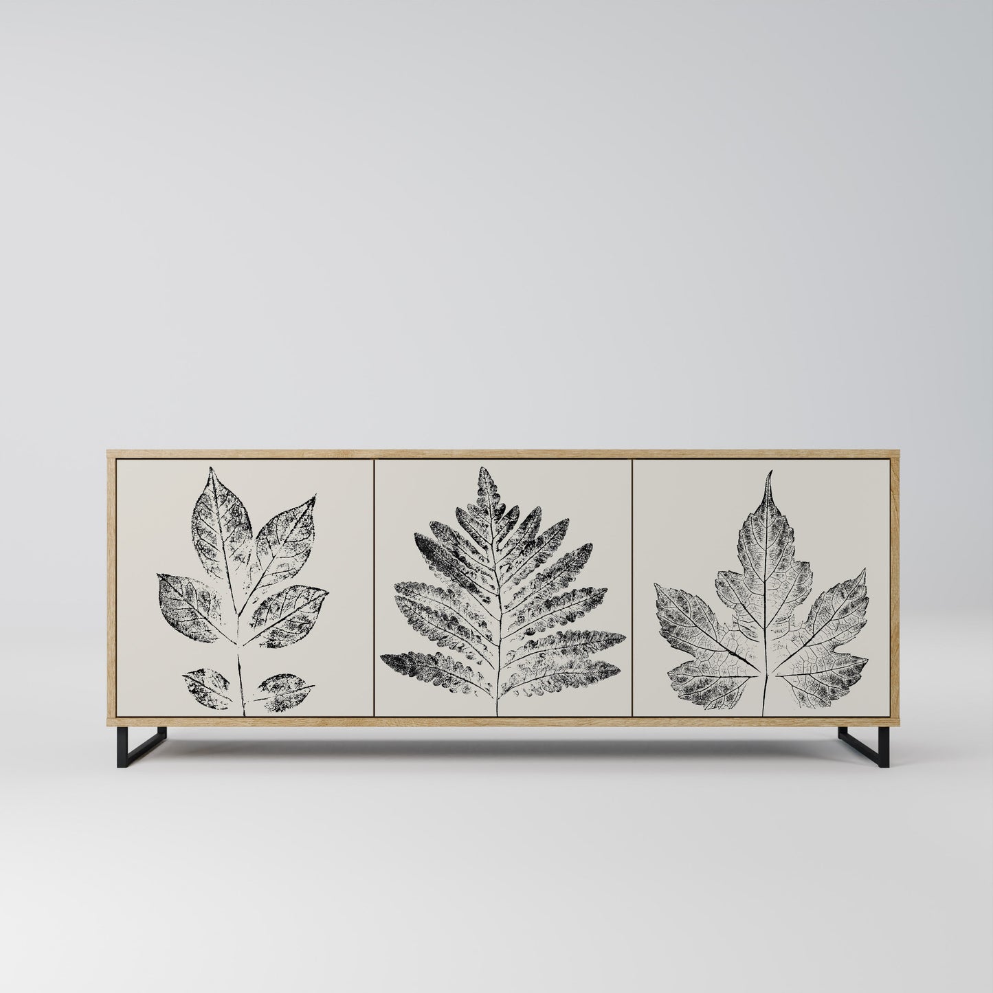 LEAFY STAMPS 3-Door Sideboard in Oak Effect