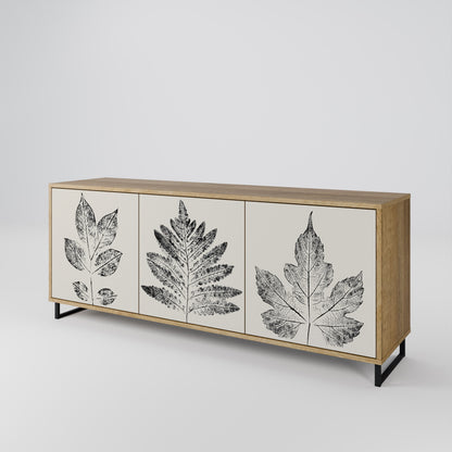 LEAFY STAMPS 3-Door Sideboard in Oak Effect