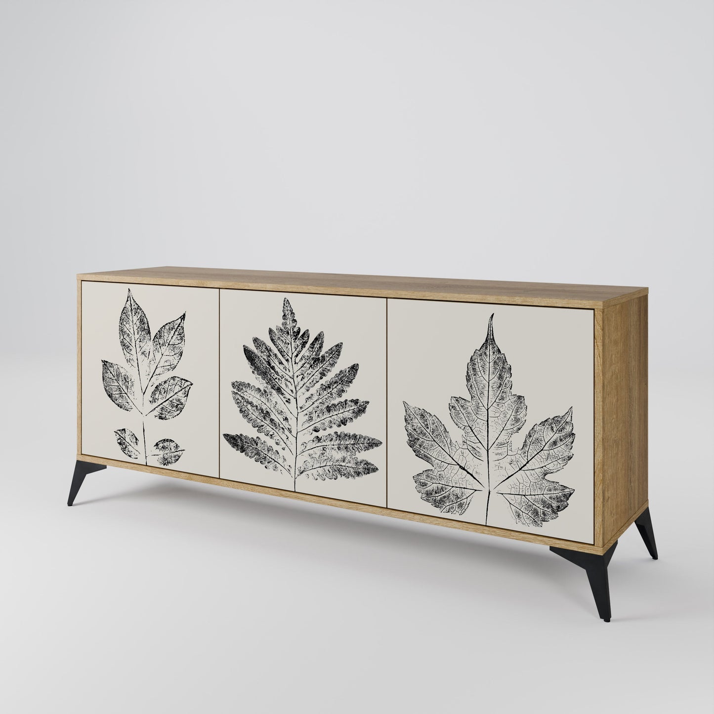 LEAFY STAMPS 3-Door Sideboard in Oak Effect