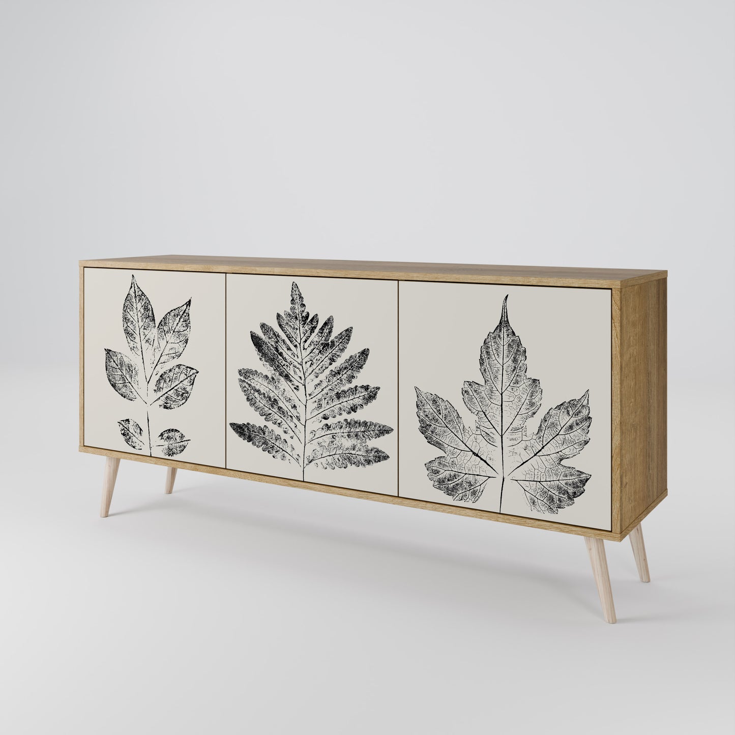 LEAFY STAMPS 3-Door Sideboard in Oak Effect