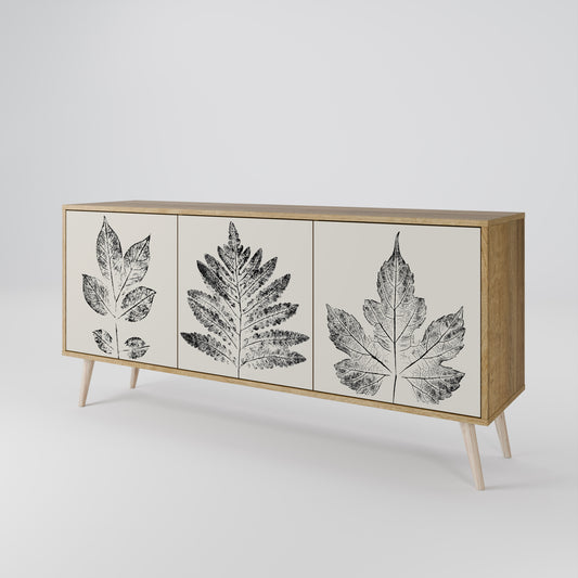 LEAFY STAMPS 3-Door Sideboard in Oak Effect