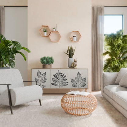 LEAFY STAMPS 3-Door Sideboard in Oak Effect