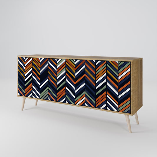VIBRANT PATCHWORK 3-Door Sideboard in Oak Effect