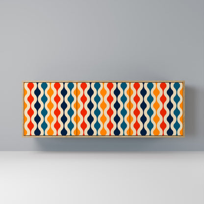 COLORFUL NOSTALGIA 3-Door Sideboard in Oak Effect