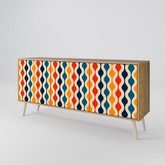 COLORFUL NOSTALGIA 3-Door Sideboard in Oak Effect