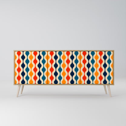 COLORFUL NOSTALGIA 3-Door Sideboard in Oak Effect