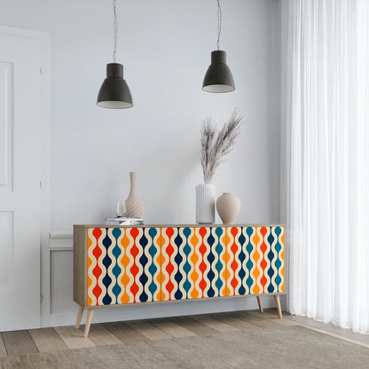 COLORFUL NOSTALGIA 3-Door Sideboard in Oak Effect