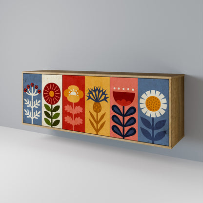 SCANDIC FLOWERET 3-Door Sideboard in Oak Effect