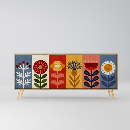 SCANDIC FLOWERET 3-Door Sideboard in Oak Effect