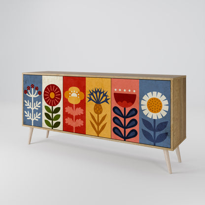 SCANDIC FLOWERET 3-Door Sideboard in Oak Effect