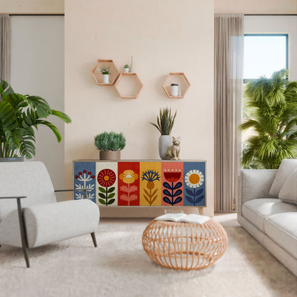 SCANDIC FLOWERET 3-Door Sideboard in Oak Effect