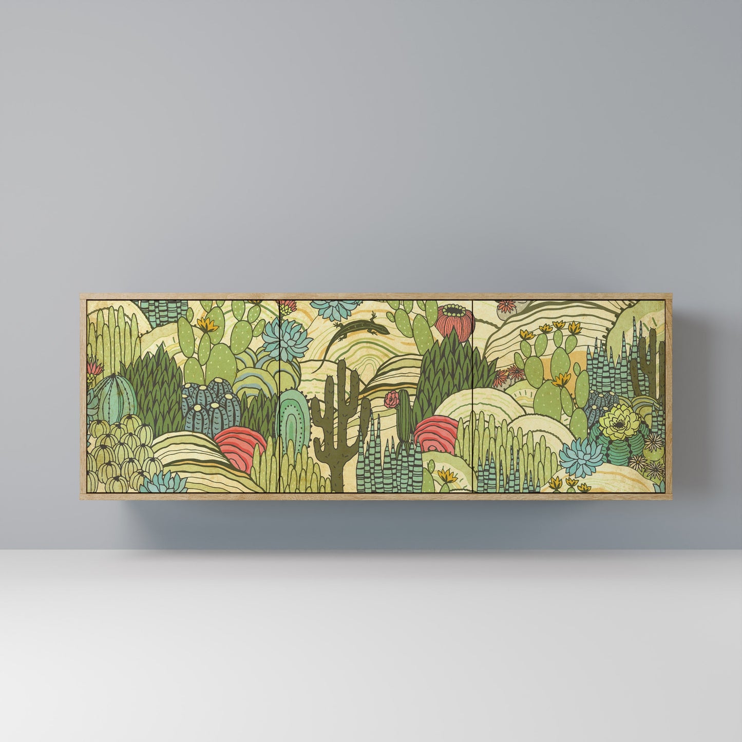 SUCCULENTS KALEIDOSCOPE 3-Door Sideboard in Oak Effect