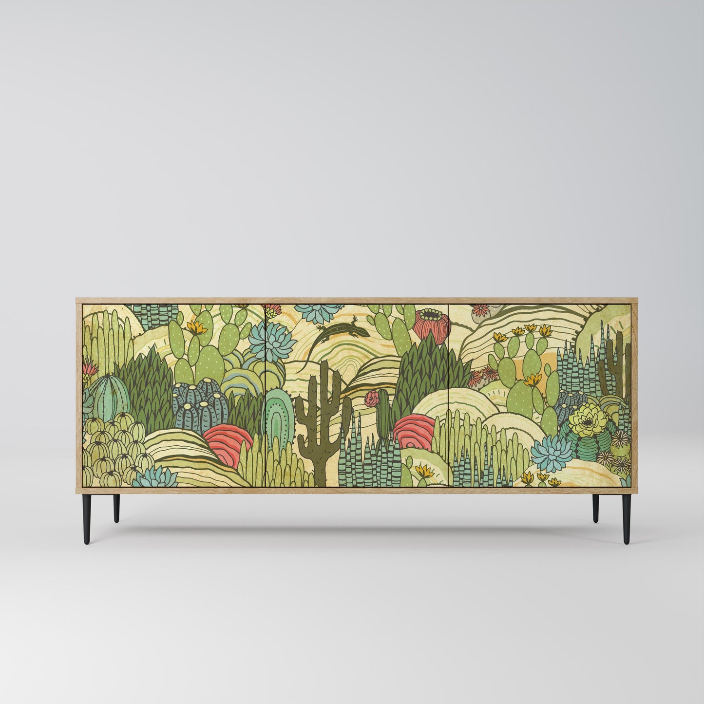 SUCCULENTS KALEIDOSCOPE 3-Door Sideboard in Oak Effect