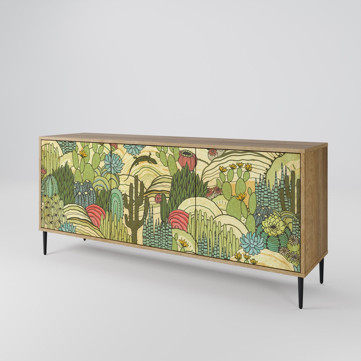 SUCCULENTS KALEIDOSCOPE 3-Door Sideboard in Oak Effect