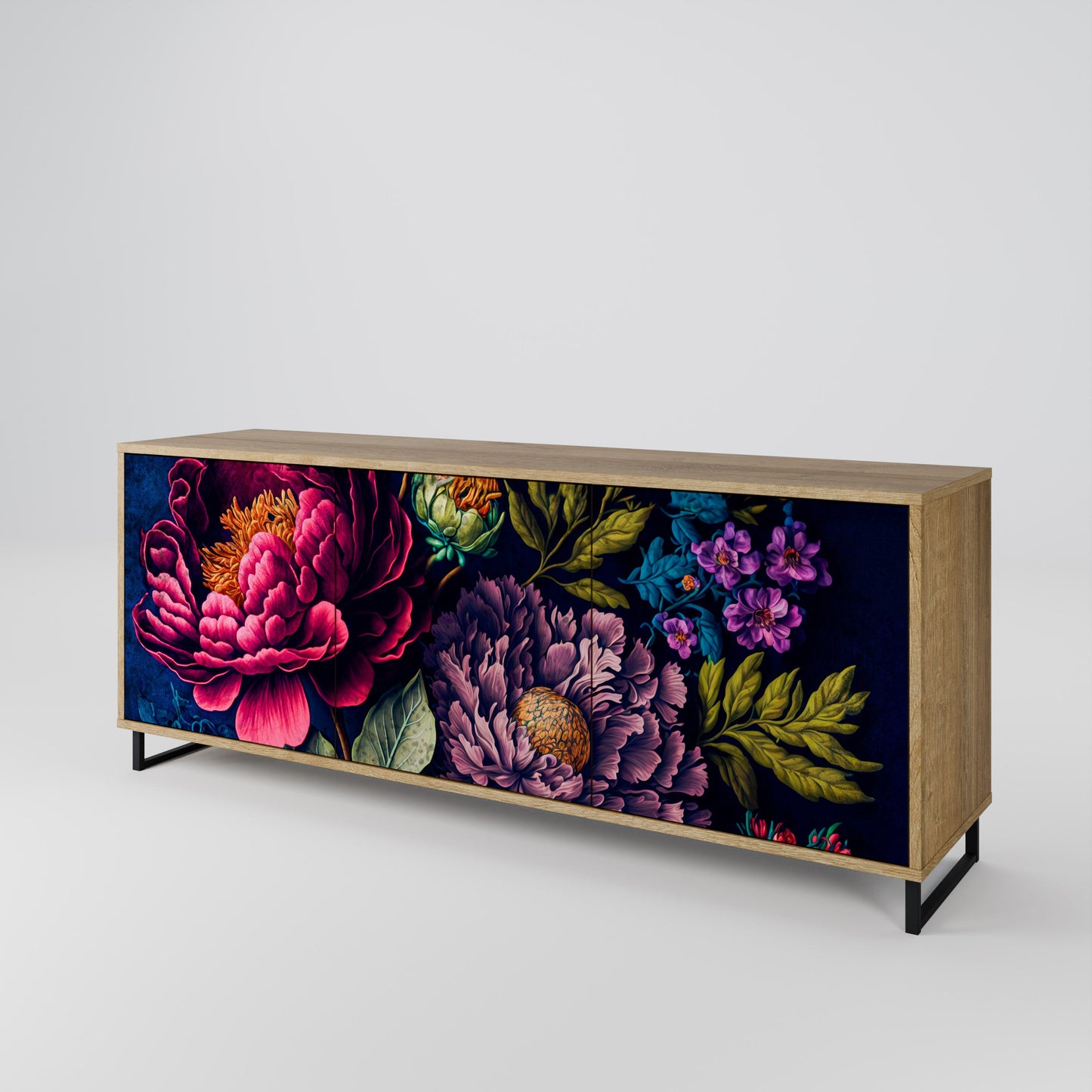 BLOOMING ELEGANCE 3-Door Sideboard in Oak Effect