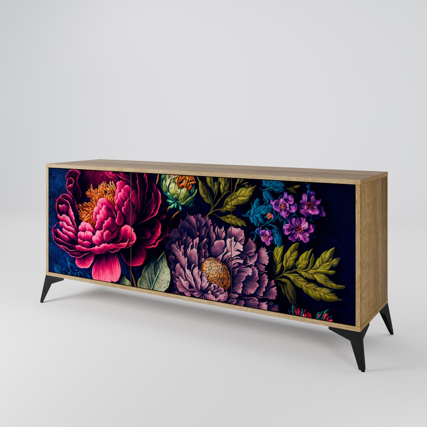BLOOMING ELEGANCE 3-Door Sideboard in Oak Effect