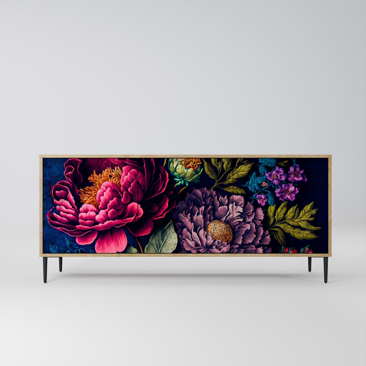 BLOOMING ELEGANCE 3-Door Sideboard in Oak Effect