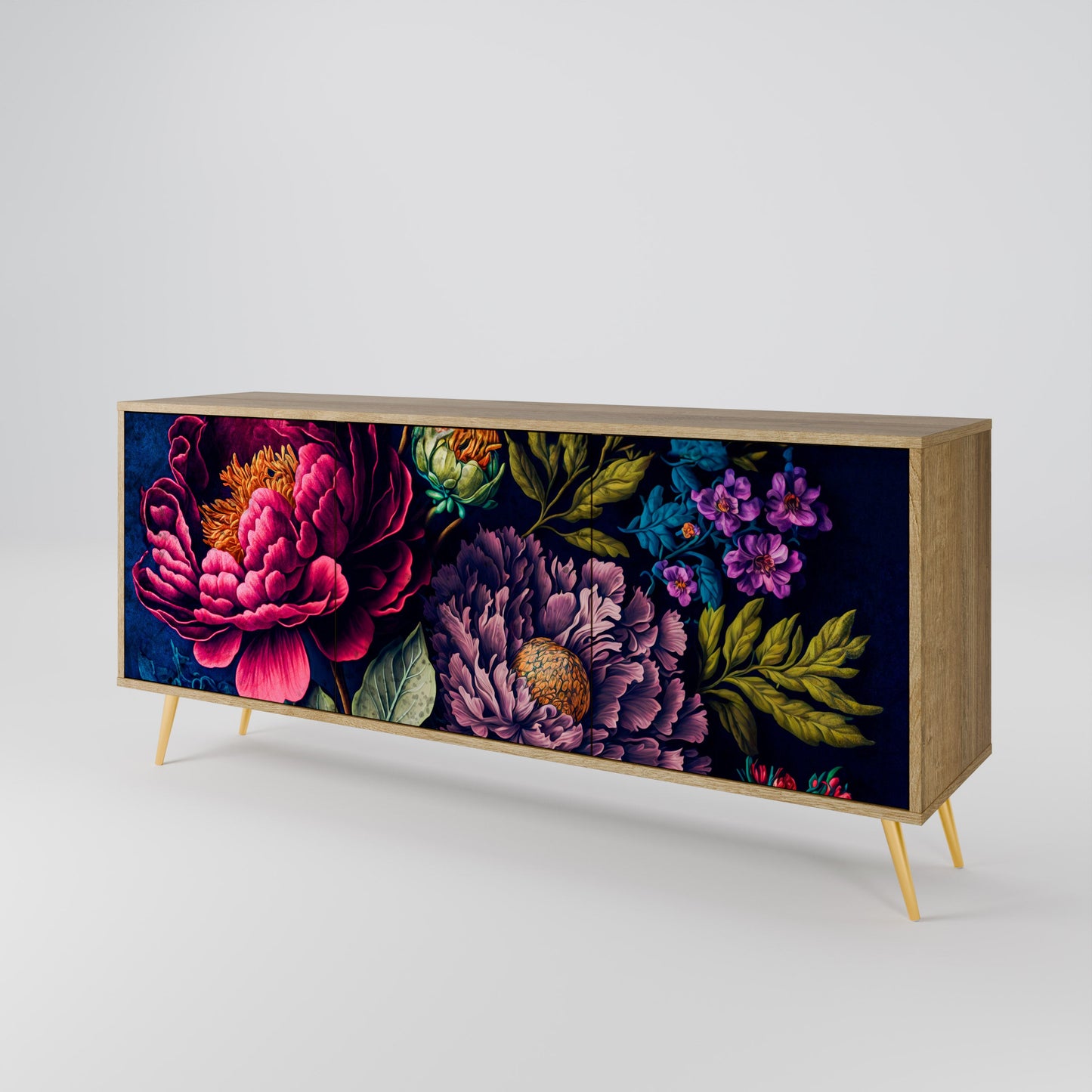 BLOOMING ELEGANCE 3-Door Sideboard in Oak Effect