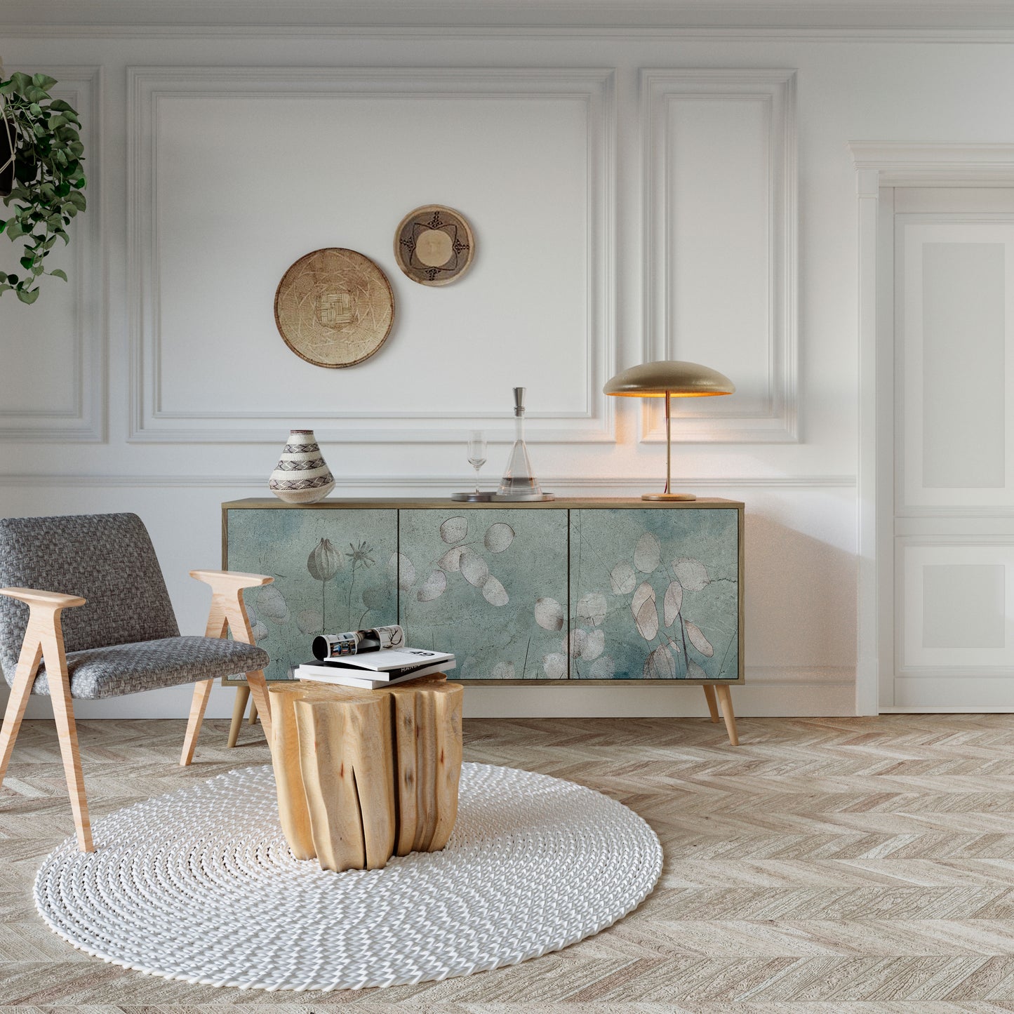 NIGHT LADY 3-Door Sideboard in Oak Effect