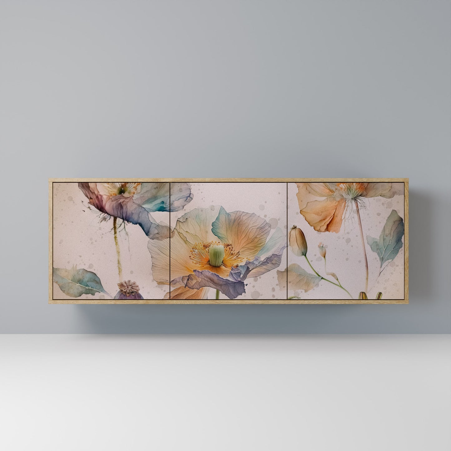 SOFTEN POPPY 3-Door Sideboard in Oak Effect