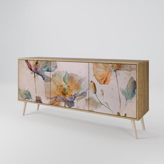 SOFTEN POPPY 3-Door Sideboard in Oak Effect